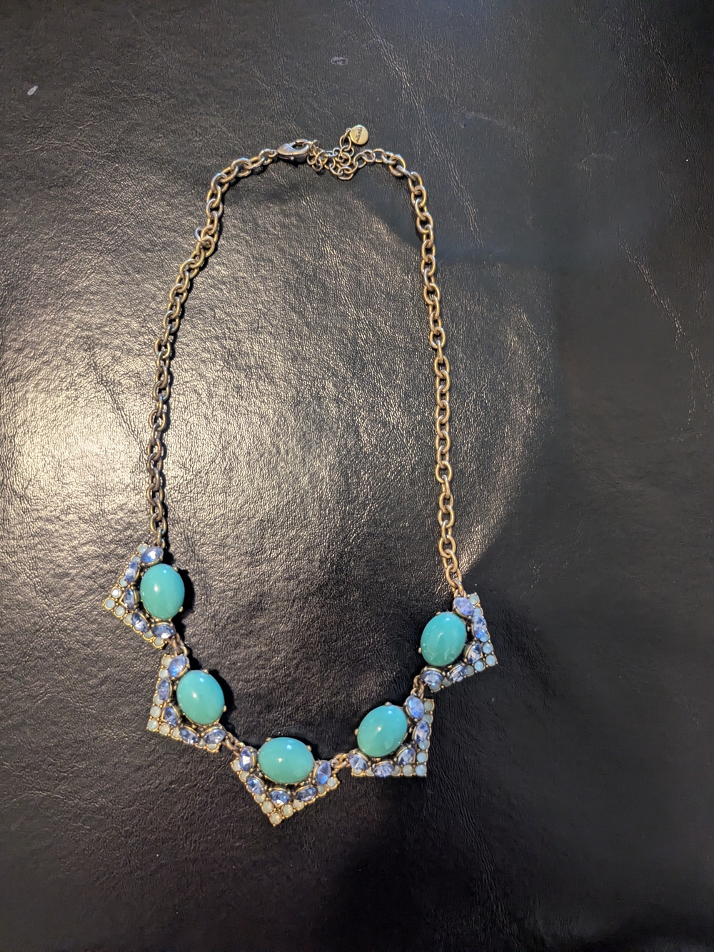 Stella & Dot Gold-Tone Necklace with Turquoise and Light Blue Stones